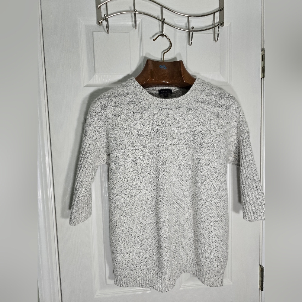 The Limited Light Gray Cableknit Crewneck Office Outing